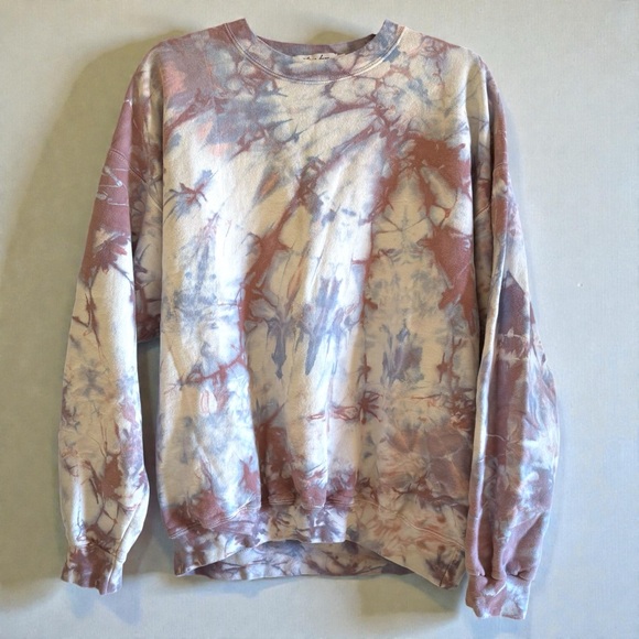 Anna Joyce Hand Dyed Tie Dye Crewneck Sweatshirt Size L Unisex Pastel Purples - Picture 9 of 10